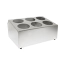 Thunder 15-1/4" x 11-7/8" x 8", Flatware Cylinder Holder, 6 Cavities, Stainless Steel, Each