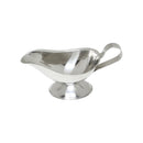 Thunder 3 oz, 5-1/2" x 2-1/2" x 3", Gravy Boat, Stainless Steel, Mirror Finish, Welded Contoured Handle, Tapered Spout, Each