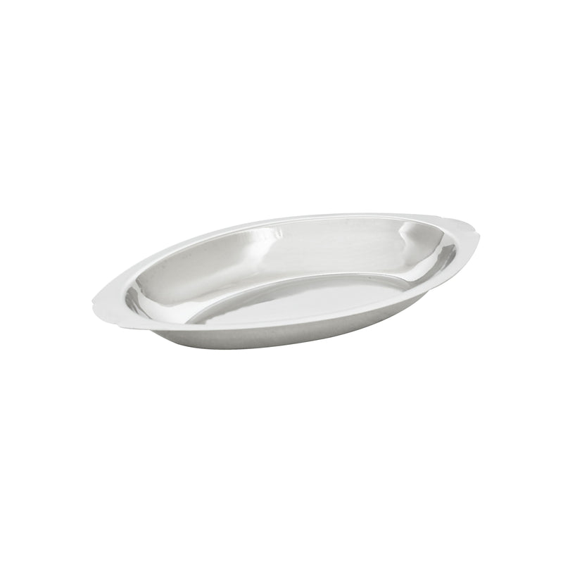 Thunder 20 oz, 10-7/8" x 6-1/2" x 1", Oval Au Gratin Dish, Stainless Steel 18/8, 304 Material, Each