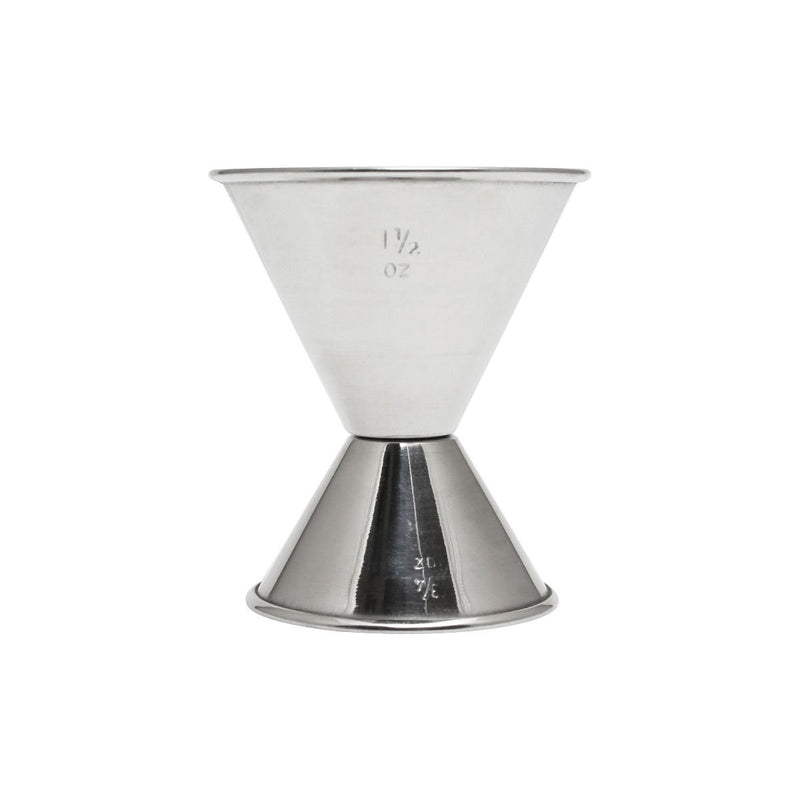 Thunder 3/4 & 1-1/2 oz Dual Ends Jigger, Stainless Steel, Each