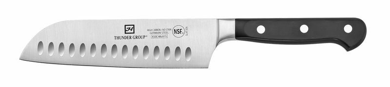 Thunder Santoku Knife, 7" Blade, Hollow Ground, Forged German Steel, NSF, Each