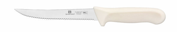 Thunder Utility Knife, 5-1/2" Blade, Serrated Edge, White Polypropylene Handles, German Steel, NSF, Each