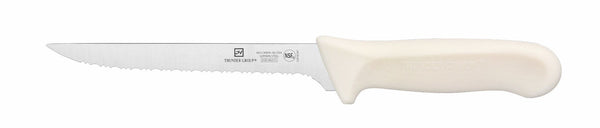 Thunder Utility Knife, 6" Blade, Wavy Edge, White Polypropylene Handles, German Steel, NSF, Each