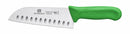 Thunder Santoku Knife, 7" Blade, Hollow Ground, Green Polypropylene Handles, German Steel, NSF, Each