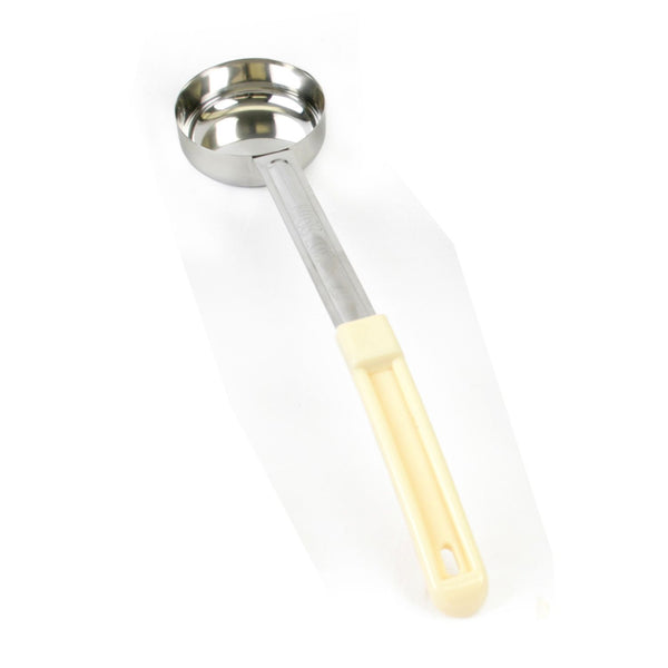 Thunder 3 oz, 12-5/8" x 2-7/8" x 1-3/4", Solid Portion Controller, Ivory Color, Stainless Steel Body (1mm Thickness) with Polypropylene Handle, Two-Piece Construction, Each