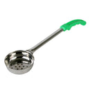 Thunder 4 oz, 13-7/8" x 3-1/4" x 1-1/2", Perforated Portion Controller, Green Color, Stainless Steel Body (1mm Thickness) with Polypropylene Handle, One-Piece Construction, Each