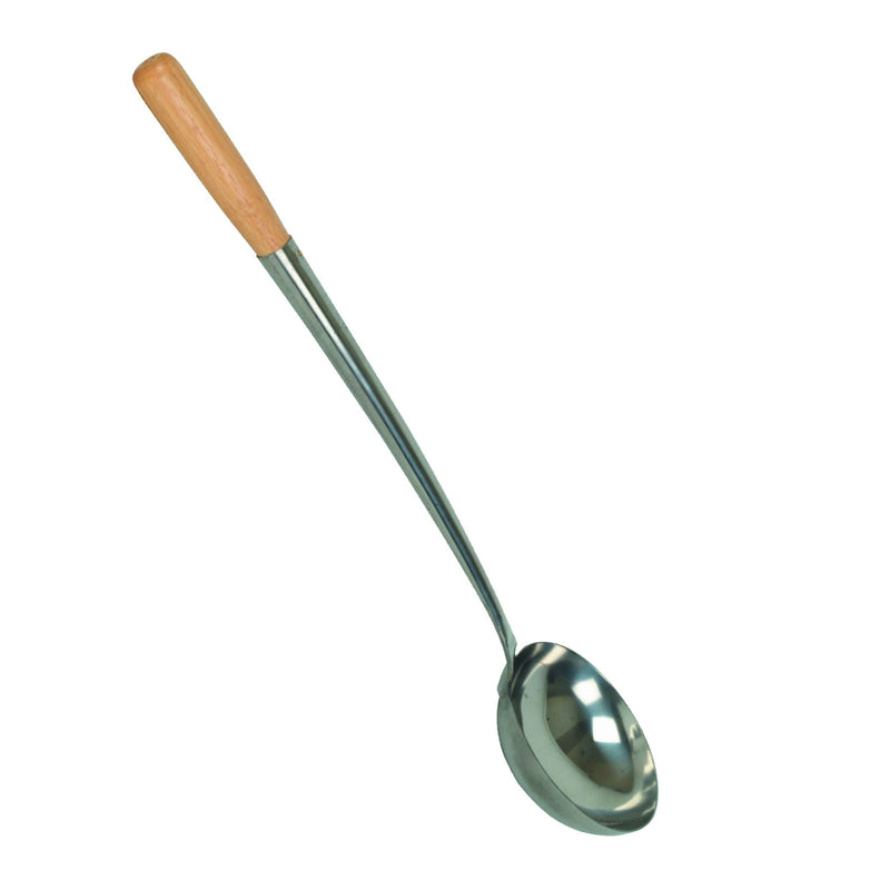 Thunder 8 oz,4-3/4" x 4" x 1-7/8", Ladle, Stainless Steel Bowl with total Length of 13-1/2" Handle (Included 3-1/2" Wooden Grip Tip), Each