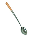 Thunder 10 oz, 5-1/8" x 4-5/8" x 2", Ladle, Stainless Steel Bowl with Total Length of 15-3/8 Handle (Included 4-3/8" Wooden Grip Tip), Each