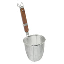 Thunder 5-1/2" Diameter x 5-7/8" Height, Noodle Skimmer, Stainless Steel Mesh with 8-7/8" Flat Wooden Handle, Each