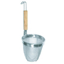 Thunder 5-1/2" Diameter x 5-3/8" Height, Noodle Skimmer, Stainless Steel Mesh with 8-1/8" Round Wooden Handle, Each