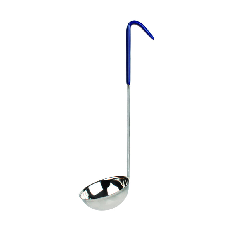 Thunder 8 oz, One-Piece Construction Stainless Steel Ladle, Blue Handle, Each