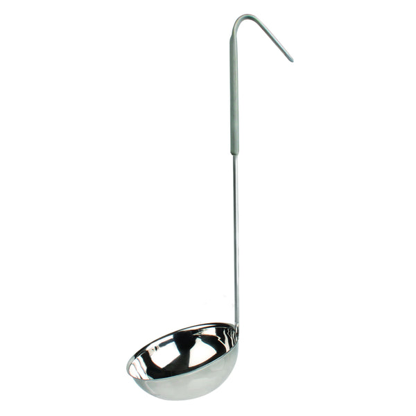 Thunder 12 oz, One-Piece Construction Stainless Steel Ladle, Gray Handle, Each