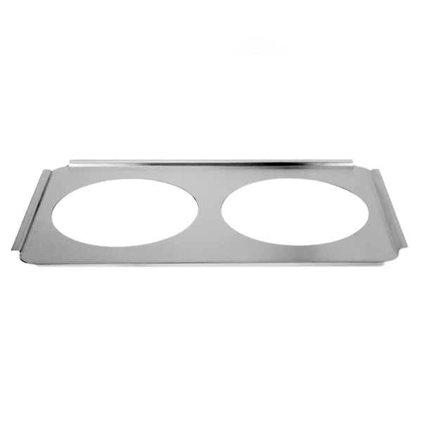 Thunder 20-7/8" x 12-7/8", Two 8-1/2" Holes Adaptor Plate, fits 7 qt Inset Pans, Stainless Steel, Each