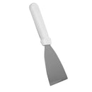 Thunder 9-3/4" x 3-1/8" x 7/8", Blade Size: 4" x 3", Pan Scraper, Stainless Steel Blade with White Plastic Handle, Each