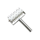 Thunder 8-1/8" x 5-3/8", with 1" Diameter Handle, Roller Docker with Pins, Stainless Steel Handle & 3/8" Pin with White Plastic Barrel, Each