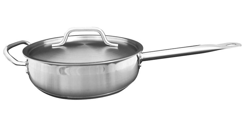 Thunder 3 qt, 10" Diameter x 2-7/8" Height, 8-1/2" Welded Hollow Handle and 2" Helper Handle, SautŽ Pan with Lid, Stainless Steel, NSF, Each