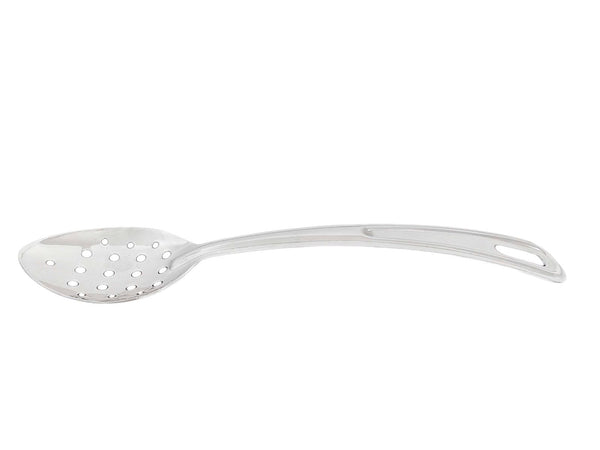 Thunder 4" x 2-3/4", 10-1/2" Handle, Perforated Curved Basting Spoon, Perforated Hole Sizes: 1/4" Diameter x 1/8" Diameter, Heavy-Duty, Each