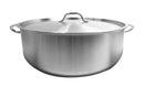 Thunder 30 Qt, 20-3/8" Diameter x 6-3/8" Height, 2-1/4" Welded Handle, Brazier Pot with 20-3/8" Diameter x 5/8" Thickness Lid, Stainless Steel, Encapsulated Base, Each