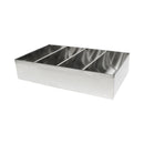 Thunder 16-7/8" x 10" x 3-5/8", Four Compartment Cutlery Box, Stainless Steel, Each