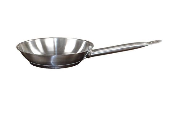 Thunder 8" Diameter x 1-3/4" Height, 7-5/8" Welded Hollow Handle, Fry Pan, Stainless Steel, Encapsulated Base, NSF, Each