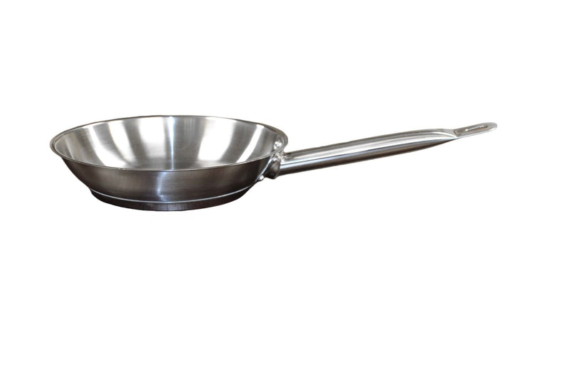 Thunder 8" Diameter x 1-3/4" Height, 7-5/8" Welded Hollow Handle, Fry Pan, Stainless Steel, Encapsulated Base, NSF, Each