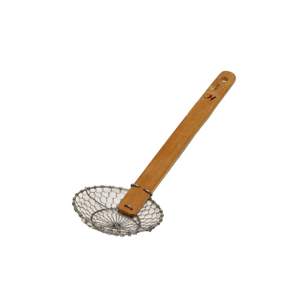 Thunder 4" Diameter x 1-1/4" Height, Galvanized Coarse Mesh Skimmer, Galvanized Wire Mesh with 9-1/8" length x 1" width Bamboo Handle, Each