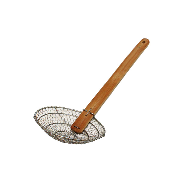 Thunder 6" Diameter x 1-3/4" Height, Galvanized Coarse Mesh Skimmer, Galvanized Wire Mesh with 11-1/8" length x 1-18" width Bamboo Handle, Each