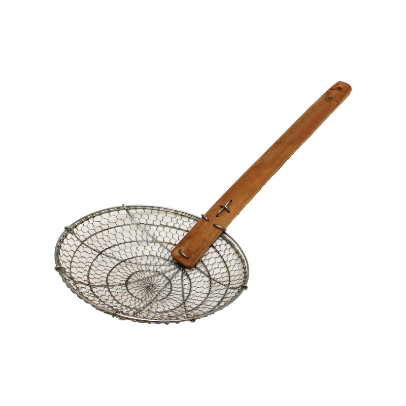 Thunder 8" Diameter x 2-1/4" Height, Galvanized Fine Mesh Skimmer, Galvanized Wire Mesh with 12-3/8" length x 1-1/2" width Bamboo Handle, Each