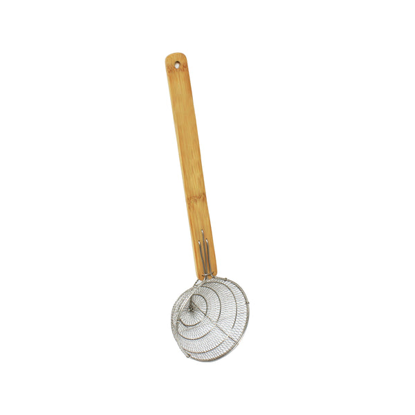 Thunder 5" Diameter x 2-3/4" Deep, Galvanized Bowl Style Skimmer, Galvanized Wire Mesh with 12-3/4" length x 1-1/8" Width Bamboo Handle, Each