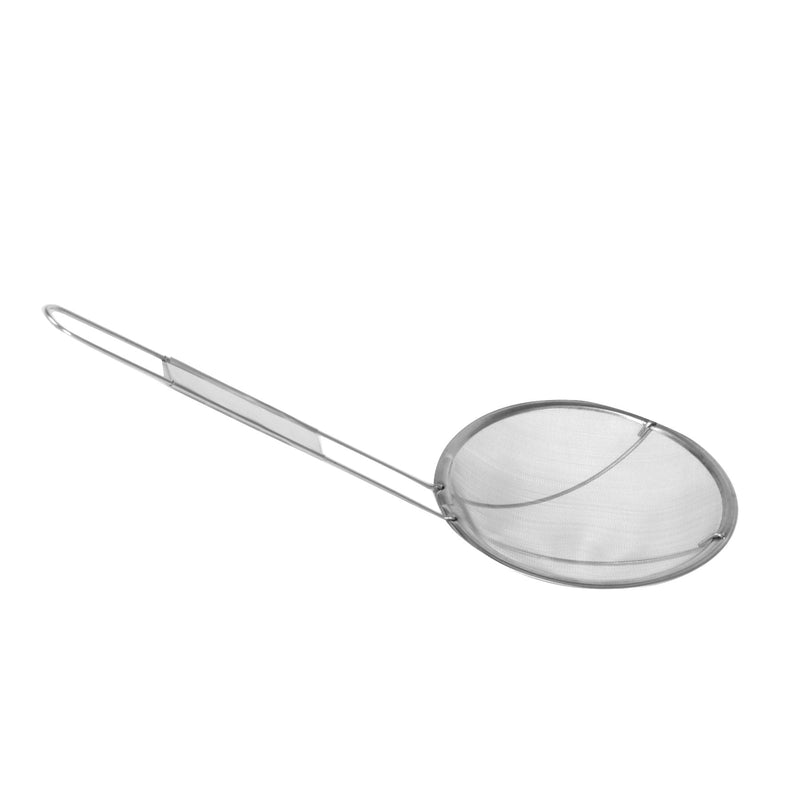 Thunder 7" Diameter, 10" Handle Length, Round Fine Mesh Skimmer, Stainless Steel, Easy to Clean, Each