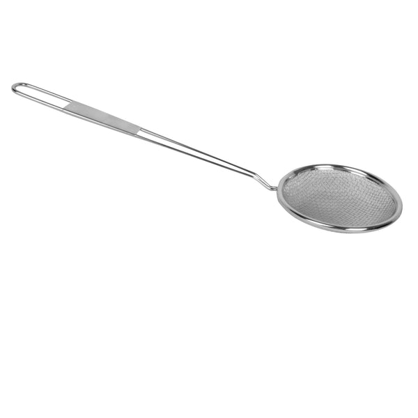 Thunder 8" Diameter, 18-1/4" Extra Long Handle Length, Round Reinforced Skimmer, Nickel Plated, Easy to Clean, Each