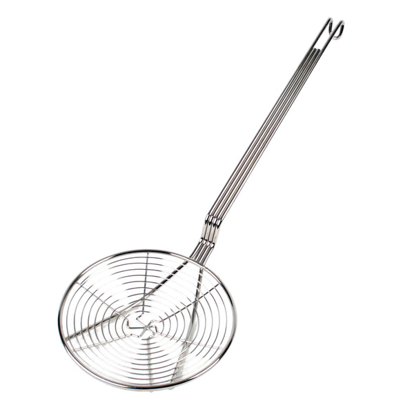 Thunder 7" Diameter, 13" Handle Length, Round Spiral Wire Skimmer, Nickel Plated, Easy to Clean, Each