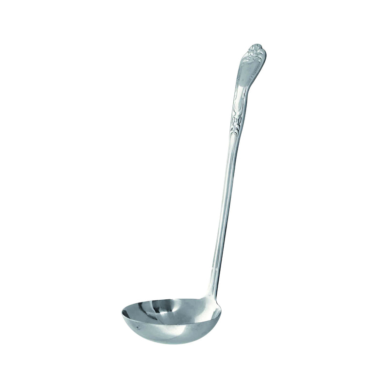 Thunder 4-1/2 oz, 3-3/4" Diameter x 1-3/8" Height, Sunflower Pattern Gravy Ladle with 9-1/4" x 1-3/8" Handle, Stainless Steel, Each