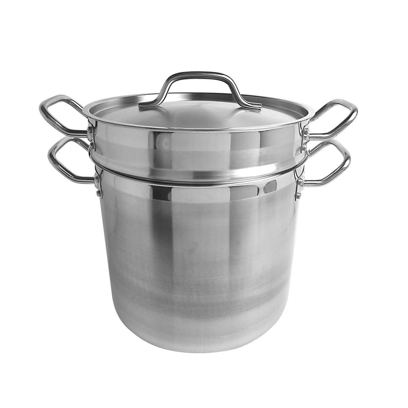 Thunder 12 qt, Pasta Cooker with 11" Diameter x 1/2" Thickness Lid, Stainless Steel, Encapsulated Base, NSF, Each