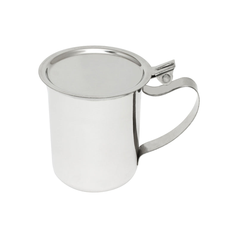 Thunder 10 oz, 2-1/2" Diameter Base x 3-3/8" Height, 1-5/8" Length x 1/4" Width Handle, Stacking Server, Stainless Steel, Mirror Finish, 1-5/8" hand grip space, Each