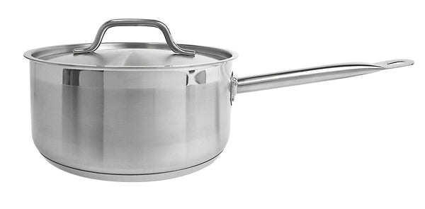 Thunder 6 qt, 10" Diameter x 5-3/8" Height, 8-3/4" Welded Hollow Handle, Sauce Pan with 10" Diameter x 1/2" Thickness Lid, Stainless Steel, Encapsulated Base, NSF, Each