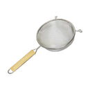 Thunder 8" Diameter x 4-5/8" Height, 6" Handle Length, Fine Single Mesh Strainer, Tin Mesh with Flat Wooden Handle, Each