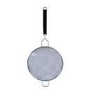 Thunder 10" Diameter x 4-1/8" Height, 10-3/4" Handle Length with 1-3/4" Front Hook Length, Single Medium Mesh Strainer, Stainless Steel 18/8, 304 Material with Black Color Polypropylene Handle, Each