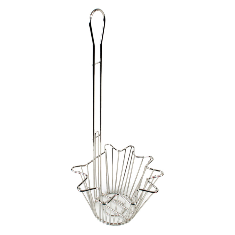 Thunder 8-1/8" x 7-1/4" x 18-3/8", Taco Salad Bowl Basket, Round Shape Base, Nickel Plated, Each