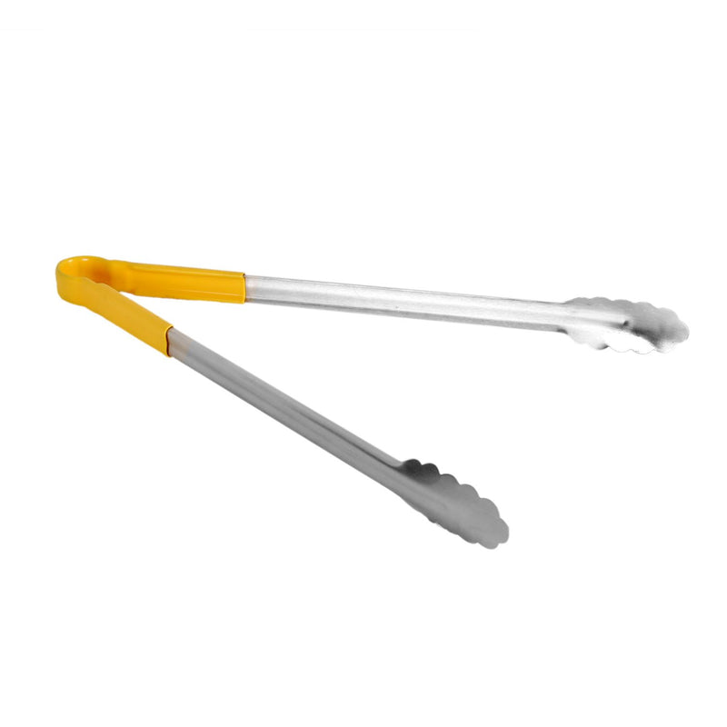 Thunder 16" x 5" x 1-1/2", Tong, Yellow Color, Stainless Steel Body with Non-Slip PolyVinyl Chloride Coated Handles, Each