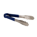Thunder 10" x 4-5/8" x 1-1/2", Tong, Blue Color, Stainless Steel Body with Non-Slip PolyVinyl Chloride Coated Handles, Each