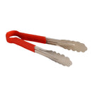 Thunder 10" x 4-5/8" x 1-1/2", Tong, Red Color, Stainless Steel Body with Non-Slip PolyVinyl Chloride Coated Handles, Each