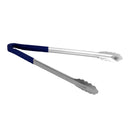 Thunder 16" x 6-1/2" x 1-1/2", Tong, Blue Color, Stainless Steel Body with Non-Slip PolyVinyl Chloride Coated Handles, Each