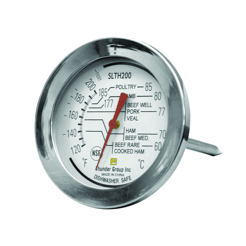 Thunder From 120¡F to 220¡F Zone Dial Meat Thermometer, Compact Stainless Steel Case with Pocket Clip, Glass Lens, Aluminum Pointer and Brass Gears, NSF, Each