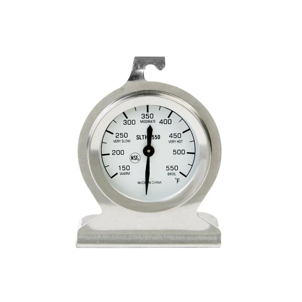 Thunder From 150¡F to 550¡F Dial Oven Thermometer, Stainless Steel body hangs/stands on base, Glass Lens, Aluminum Pointer with Brass Gears and Heat-Resistant Handle, NSF, Each