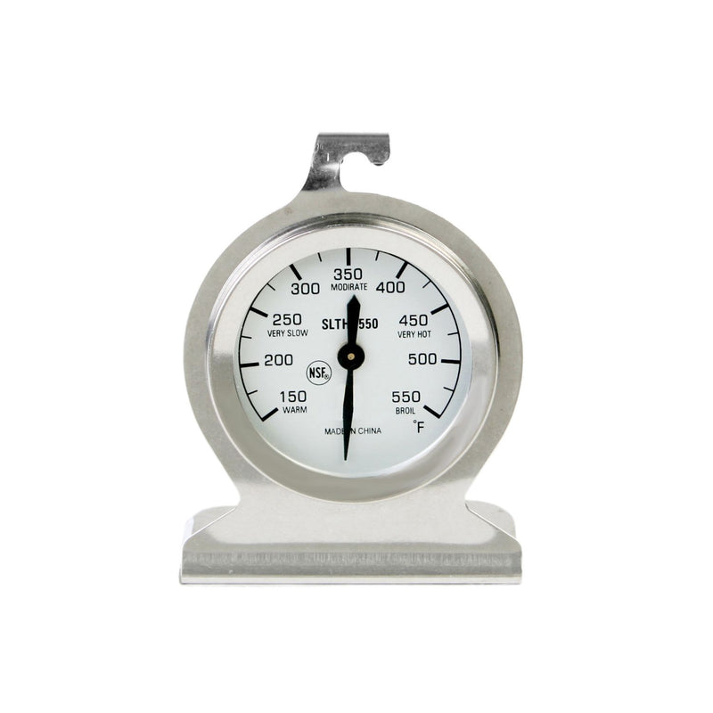 Thunder From 150¡F to 550¡F Dial Oven Thermometer, Stainless Steel body hangs/stands on base, Glass Lens, Aluminum Pointer with Brass Gears and Heat-Resistant Handle, NSF, Each