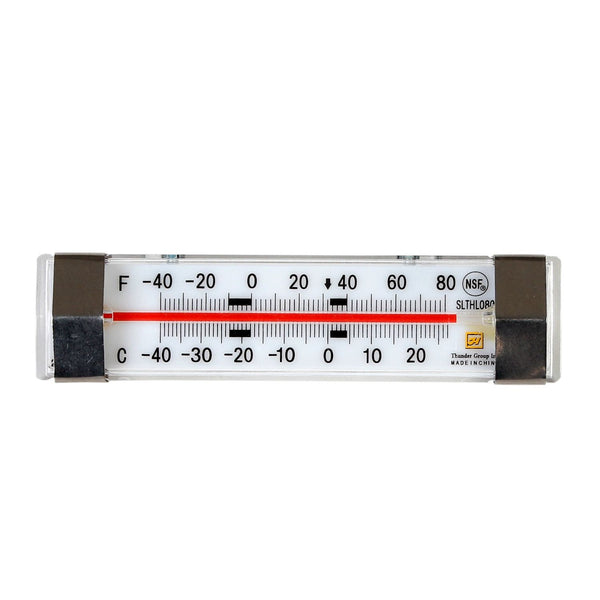 Thunder From -40¡F to 80¡F Horizontal Liquid Scale Thermometer, Stainless Steel Case, Glass Lens, Polyvinyl Chloride Screen Display, NSF, Each
