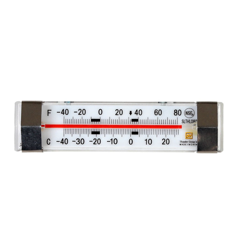 Thunder From -40¡F to 80¡F Horizontal Liquid Scale Thermometer, Stainless Steel Case, Glass Lens, Polyvinyl Chloride Screen Display, NSF, Each