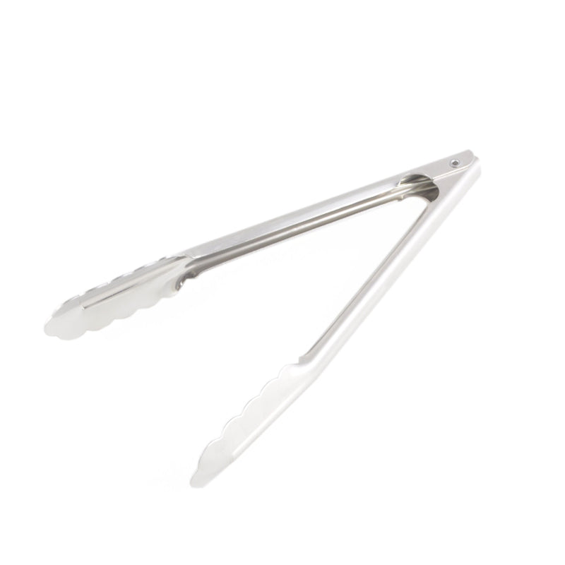 Thunder 10" x 1-1/4" x 1-3/8", Flat Spring Utility Tong with Locking Ring, Stainless Steel, Each