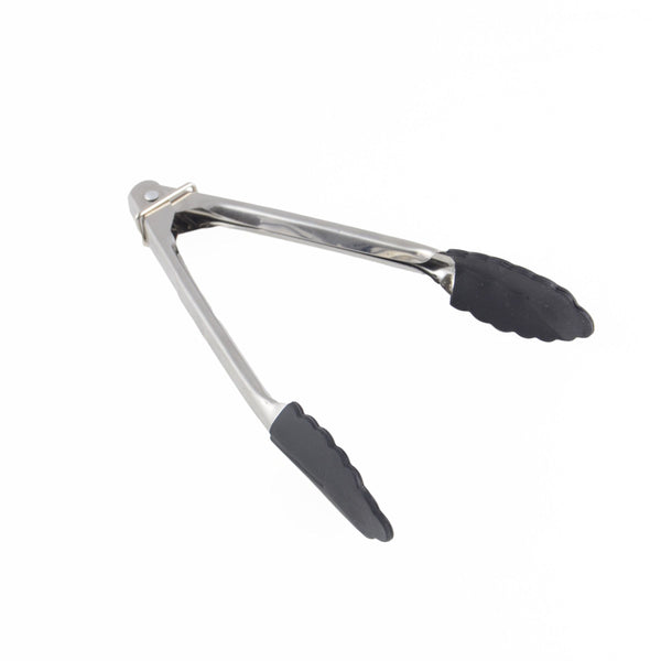 Thunder 7" x 1" x 1-1/4", Non-Slip Utility Tong, Stainless Steel Handles (0.8mm Thickness) with Silicone Sliding Locking Ring & Grip, Maximum Temperature 509ûF, Each
